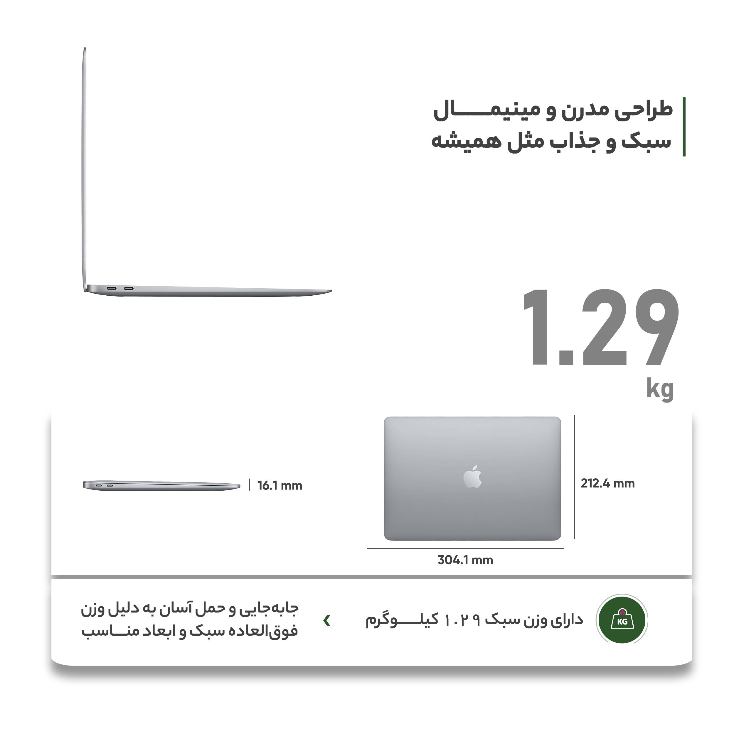 قیمت خرید لپ تاپ 13.3 اینچی اپل مدل MacBook Air MGN63 2020 LLA