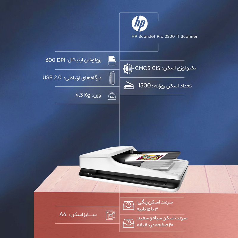 قیمت و خرید اسکنر تخت اچ پی مدل ScanJet Pro 2500 f1